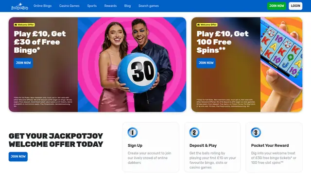 Jackpotjoy homepage on desktop, captured September 2026