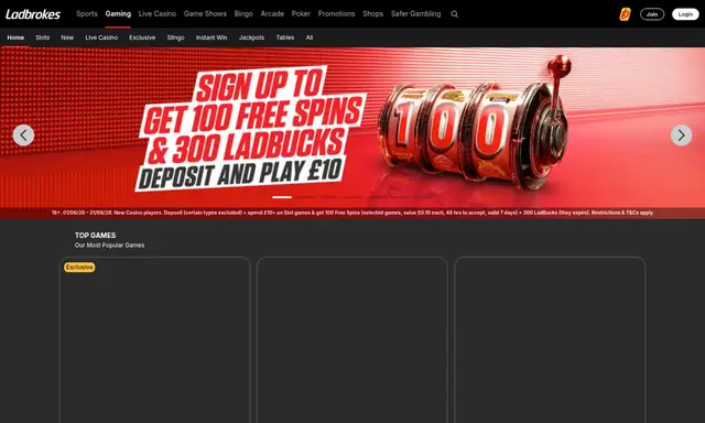 Ladbrokes promotions page on desktop, captured August 2026