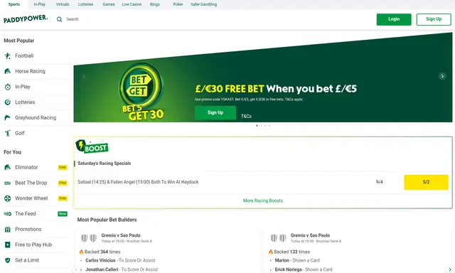 Paddy Power slots lobby on desktop, captured August 2026